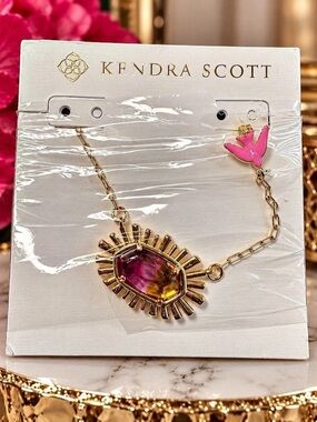 Kendra Scott Elisa Bird Pendant Necklace – Sunrise Watercolor Illusion